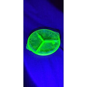 Green Depression Glass Divided Relish Dish Cameo/Ballerina line